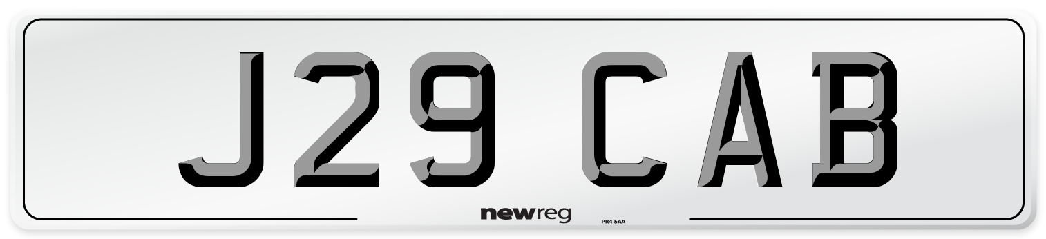 J29 CAB Number Plate from New Reg
